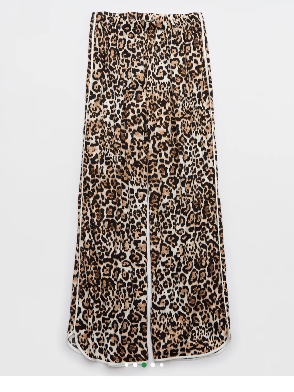Satin Leopard-Print Wide Leg Pants - Brown/Tan